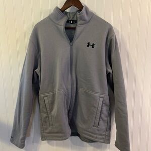 Under Armour Full Zip Fleece Lined Jacket Men’s Size Lg Grey Warm Activewear